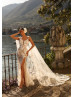 Ivory Lace Tulle Keyhole Back Wedding Dress With Removable Train